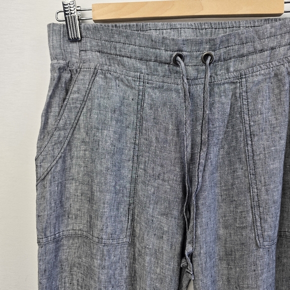 Athleta Linen Black Chambray Joggers Size 4 - Picture 4 of 13
